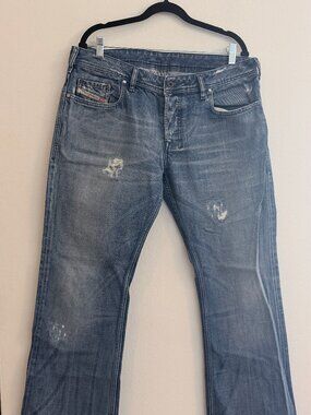 Diesel Men’s Distressed Blue Denim Jeans Faded Wash